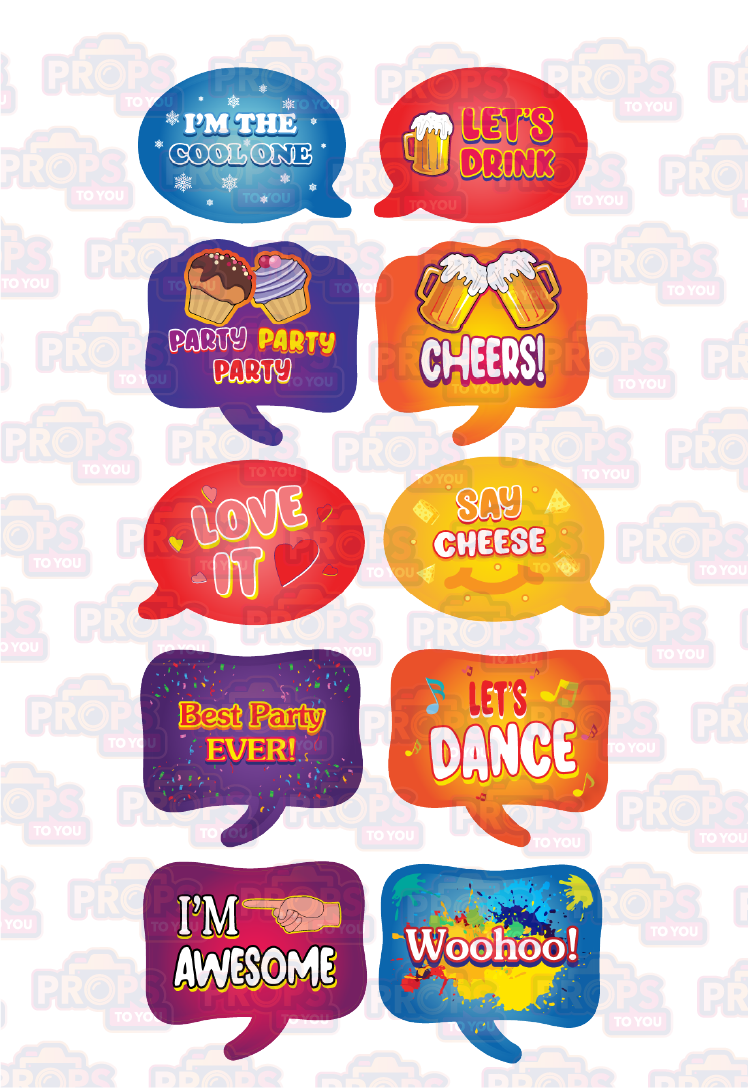 BUNDLE! Fun Signs Bundle - 5 Double-Sided Photo Booth Props