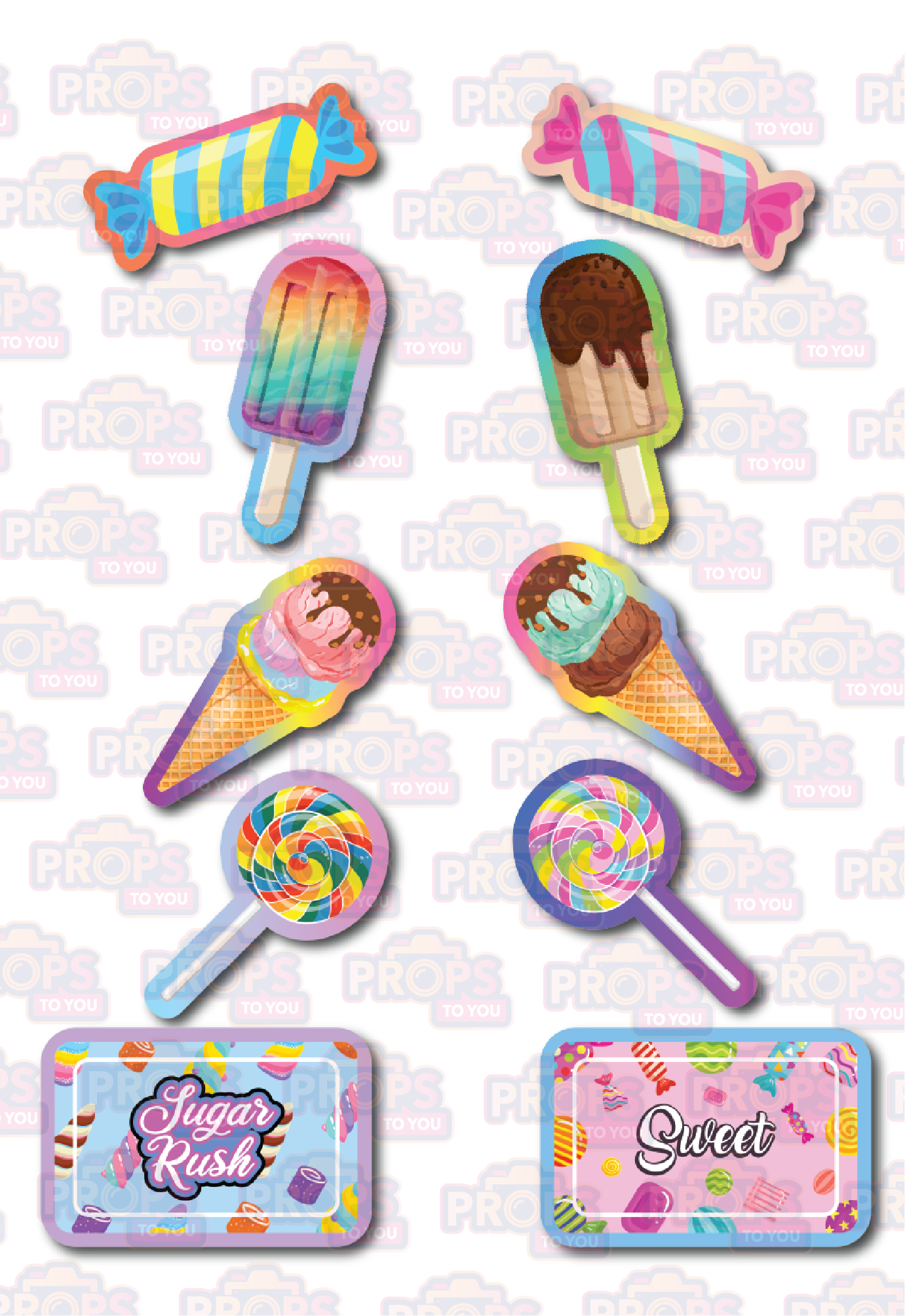 BUNDLE! Candy - 5 Double-Sided Candy-Themed Photo Booth Props