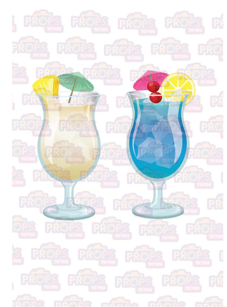BIG Props: Cocktails! Blue Lagoon/Piña Colada Photo Booth Prop