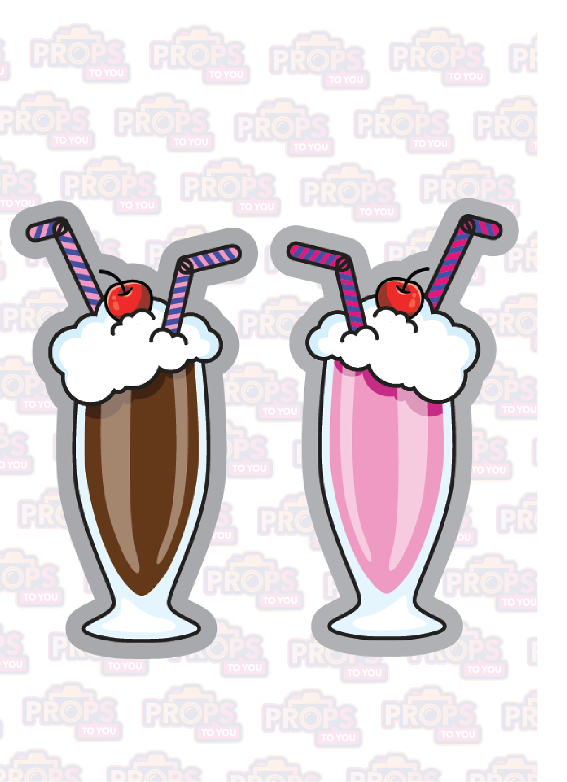BIG Props: 1950's! Strawberry/Chocolate Milkshake Photo Booth Prop