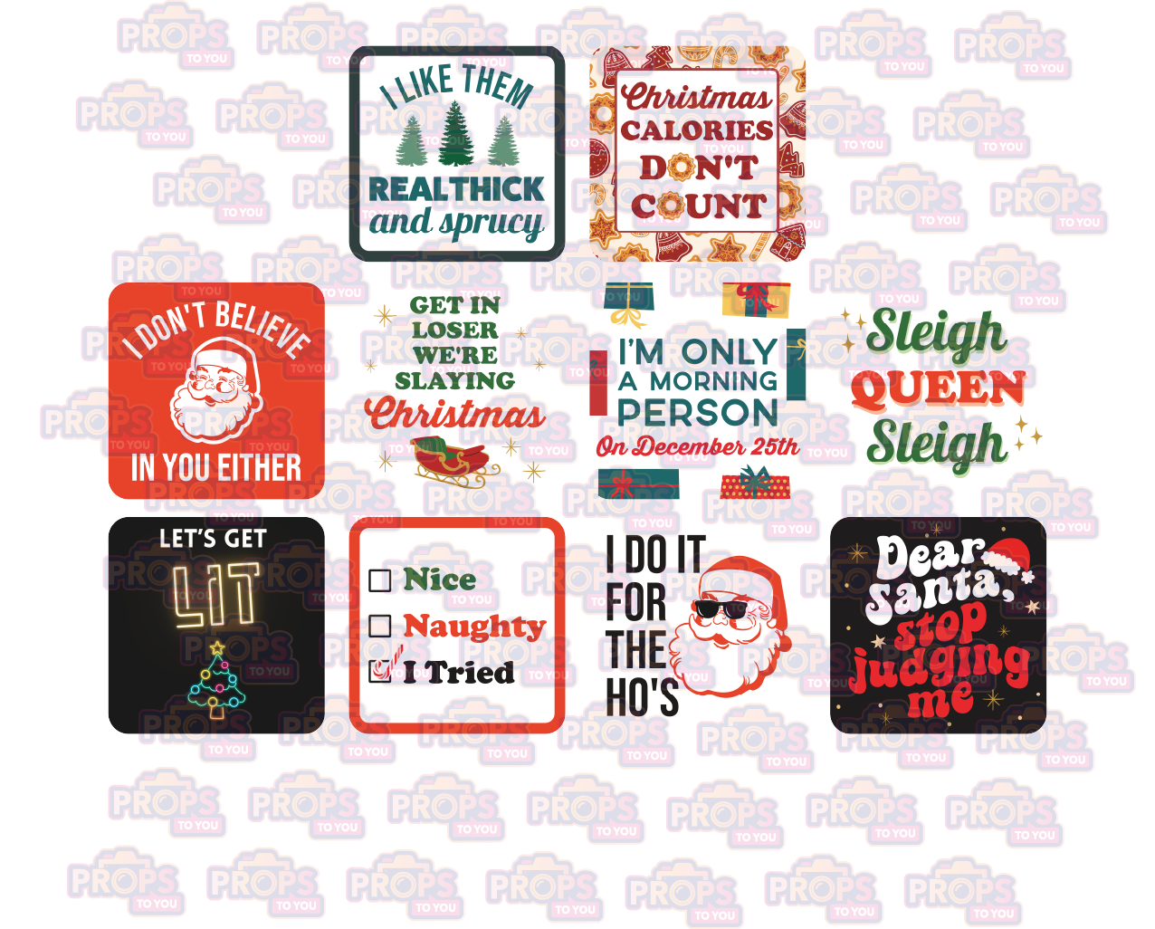 BUNDLE: Cheeky Christmas Bundle - 5 Double Sided Props!