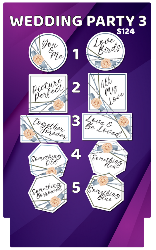 BUNDLE: Wedding Party 3 - 5 Double-Sided Photo Booth Props