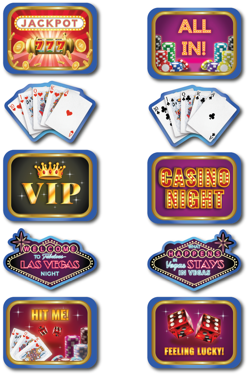 BUNDLE! Las Vegas Casino Night - 5 Double-Sided Photo Booth Props