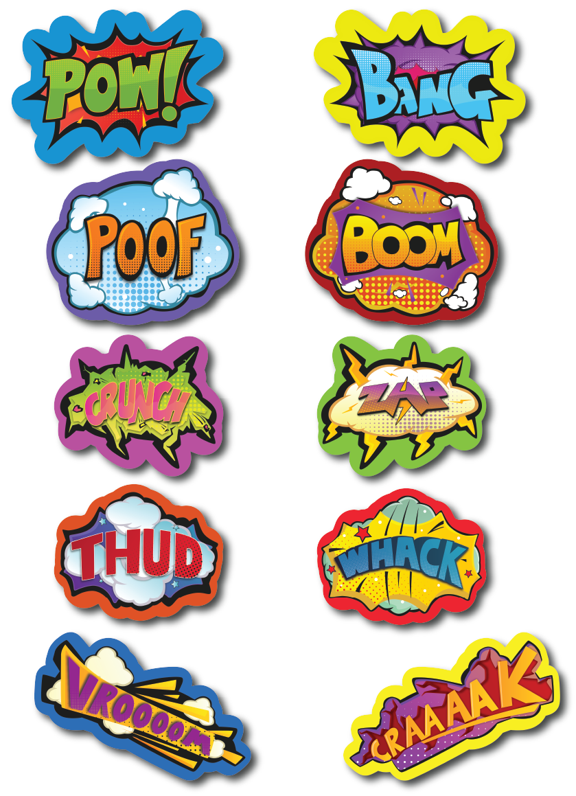 BUNDLE! Pow! - 5 Double-Sided Photo Booth Props