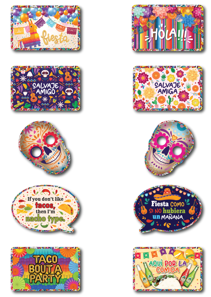 BUNDLE! Fiesta - 5 Double-Sided Photo Booth Props
