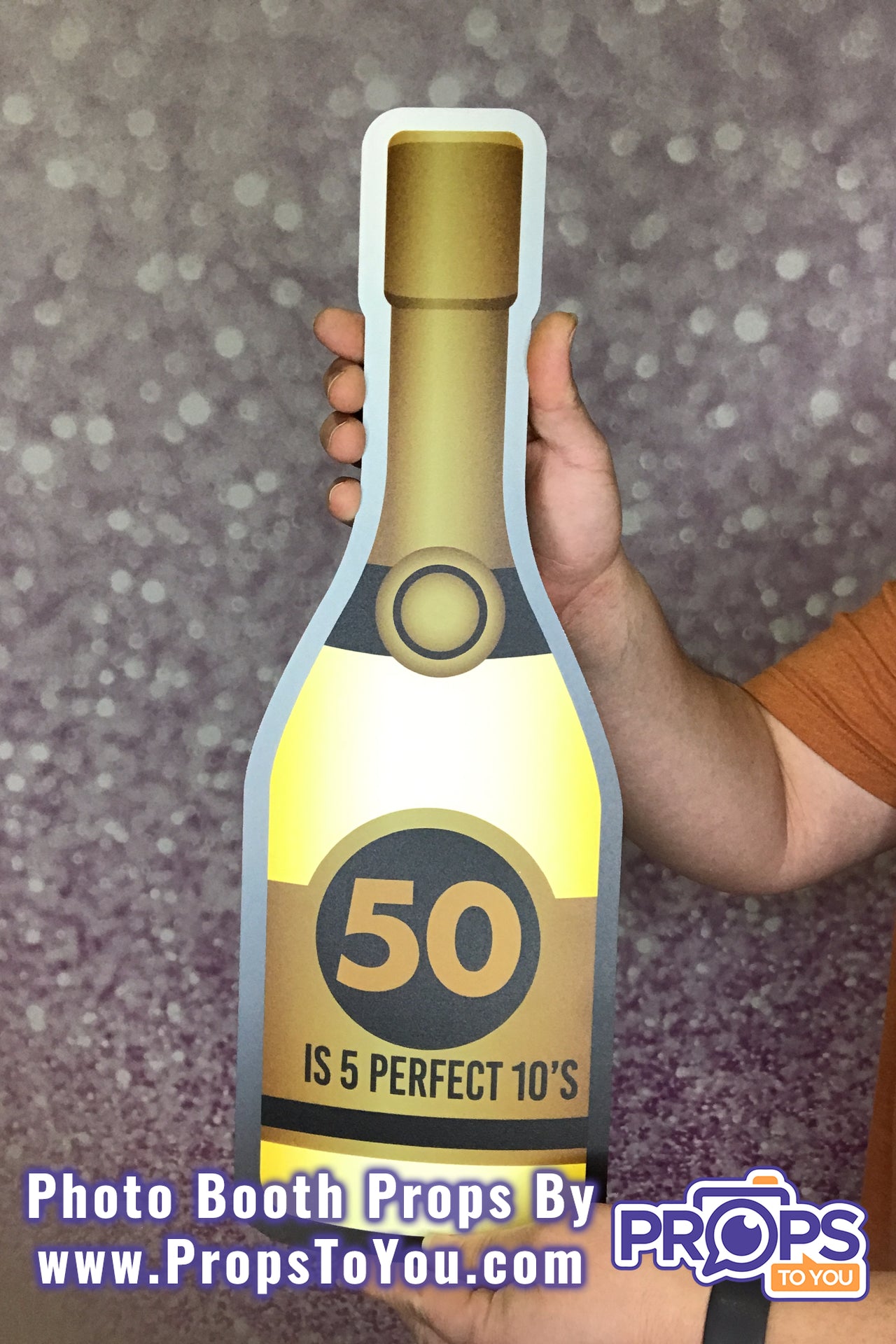 BIG Prop: 50th Birthday! 5 Perfect 10s/Cheers to 50 Years Wine Bottle Photobooth Prop