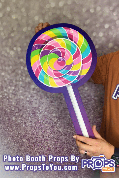 BIG Props: Candy! Rainbow/Neon Swirl Lollipop Photo Booth Prop
