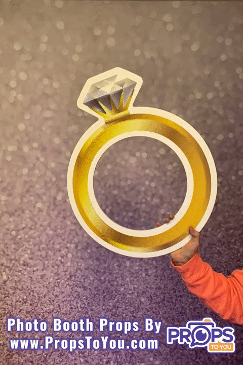 HUGE Props: Wedding - Modern 3! Silver/Gold Engagement Ring Photo Booth Prop