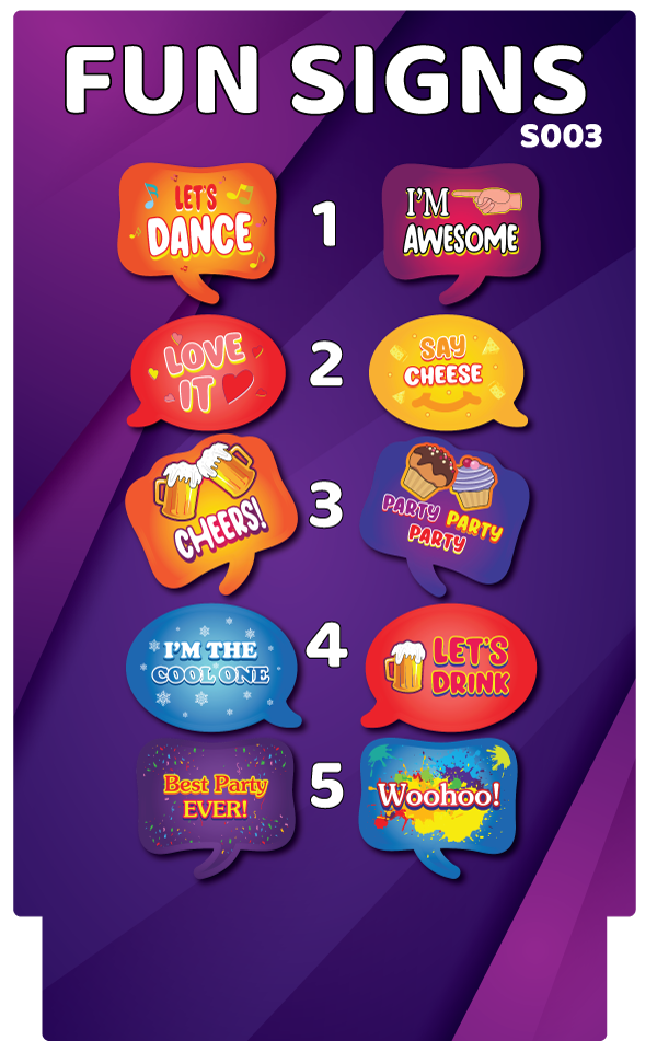 BUNDLE! Fun Signs Bundle - 5 Double-Sided Photo Booth Props