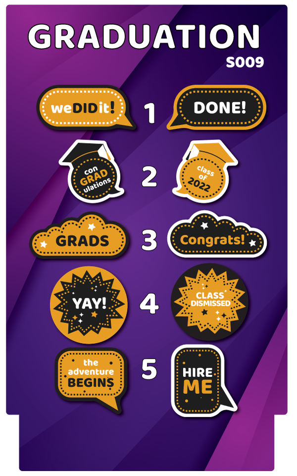 BUNDLE! Graduation - 5 Double-Sided Photo Booth Props