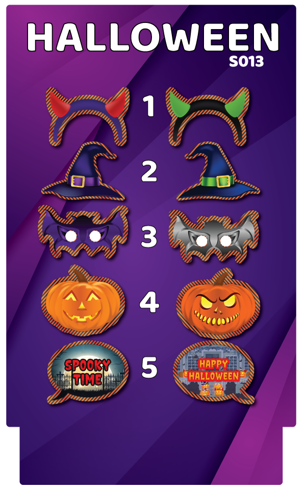 BUNDLE! Halloween - 5 Double-Sided Photo Booth Props