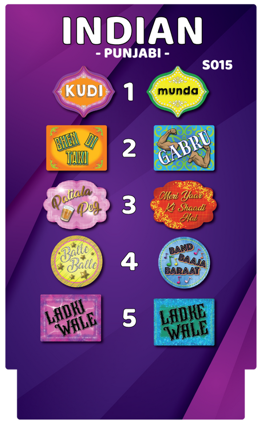 BUNDLE! Indian: Punjabi - 5 Double-Sided Photo Booth Props