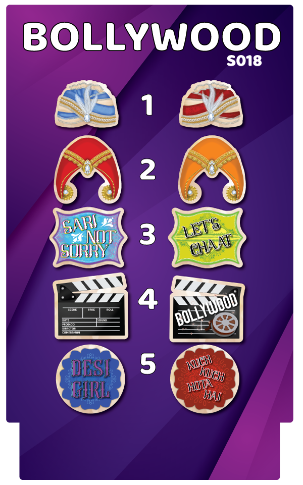 BUNDLE! Bollywood - 5 Double-Sided Photo Booth Props