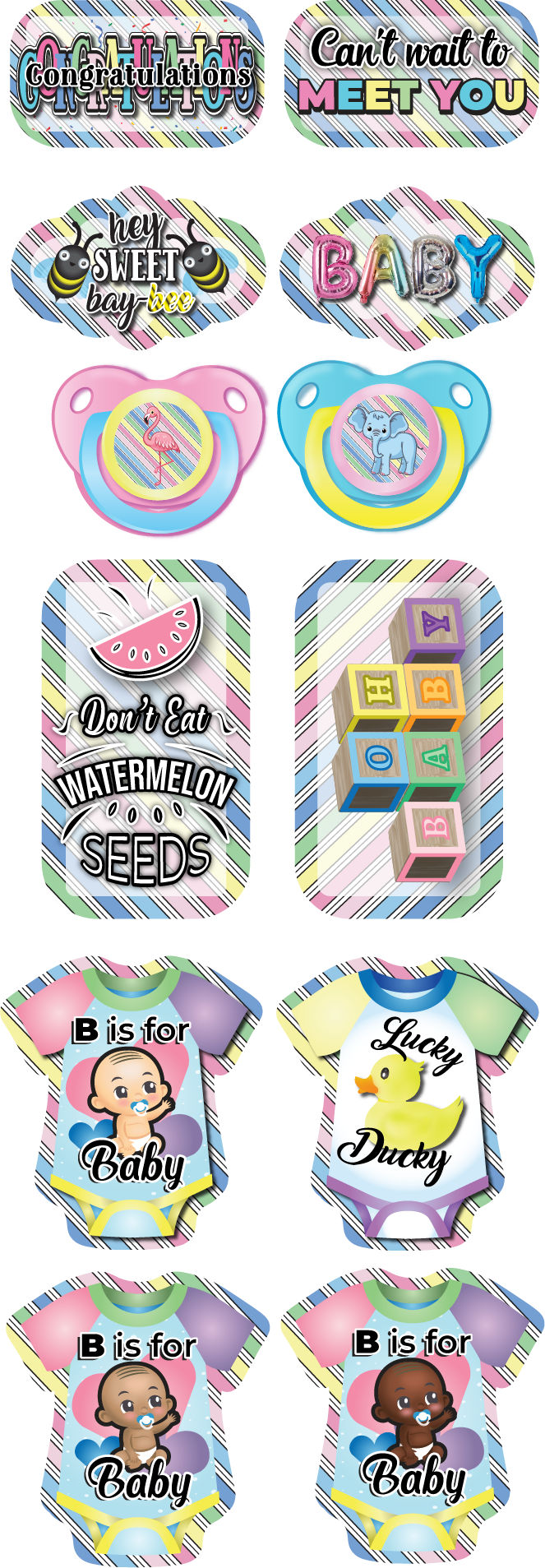 BUNDLE! Baby Shower: Generic - 5 Double-Sided Photo Booth Props