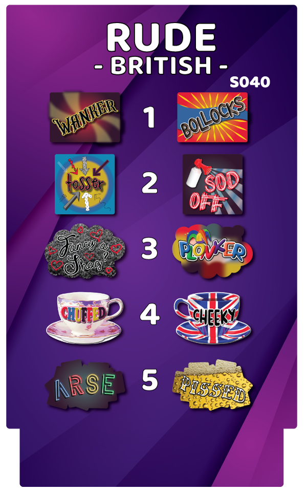 BUNDLE! Rude: British - 5 Double-Sided Photo Booth Props