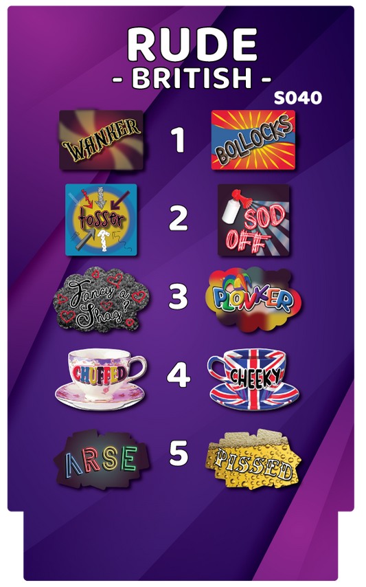 BUNDLE! Rude: British - 5 Double-Sided Photo Booth Props