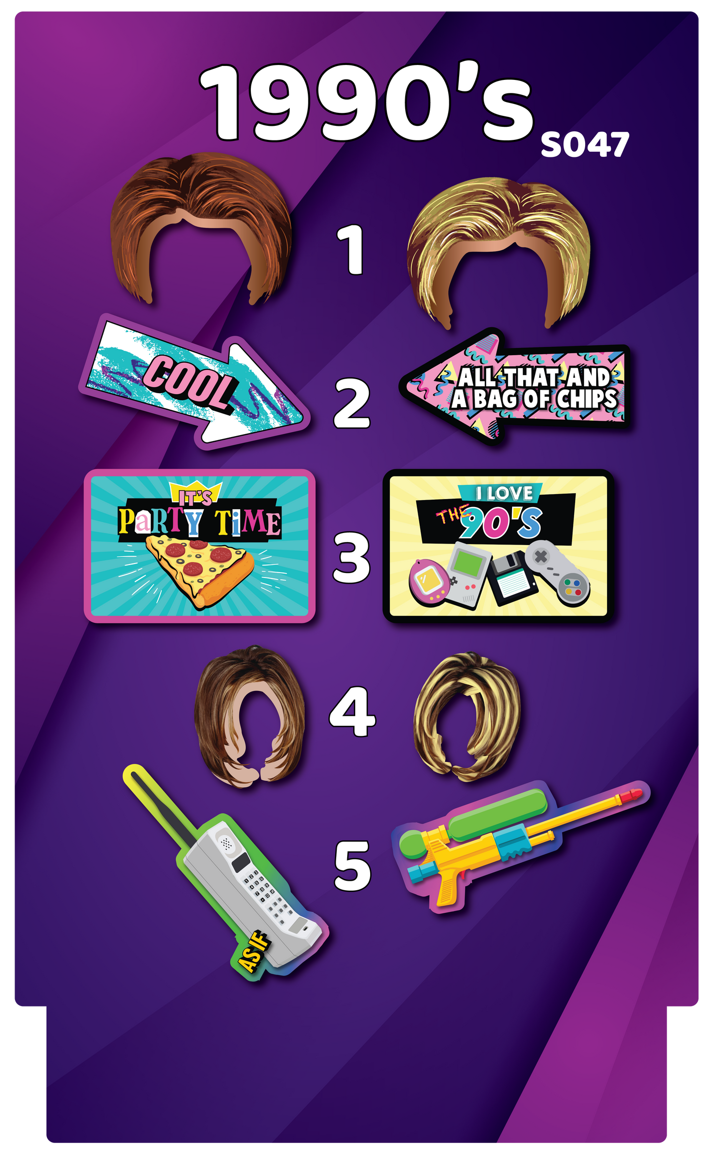 BUNDLE! 1990's - 5 Double-Sided Photo Booth Props