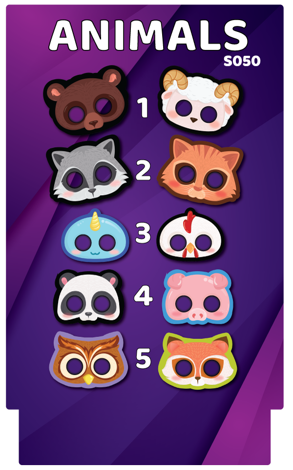 BUNDLE! Animals - 5 Double-Sided Mask Photo Booth Props