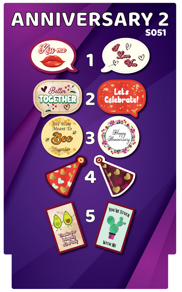 BUNDLE! Anniversary Bundle - 5 Double-Sided Photo Booth Props