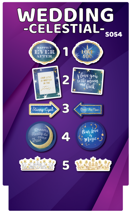 BUNDLE! Wedding - Celestial Bundle - 5 Double-Sided Photo Booth Props