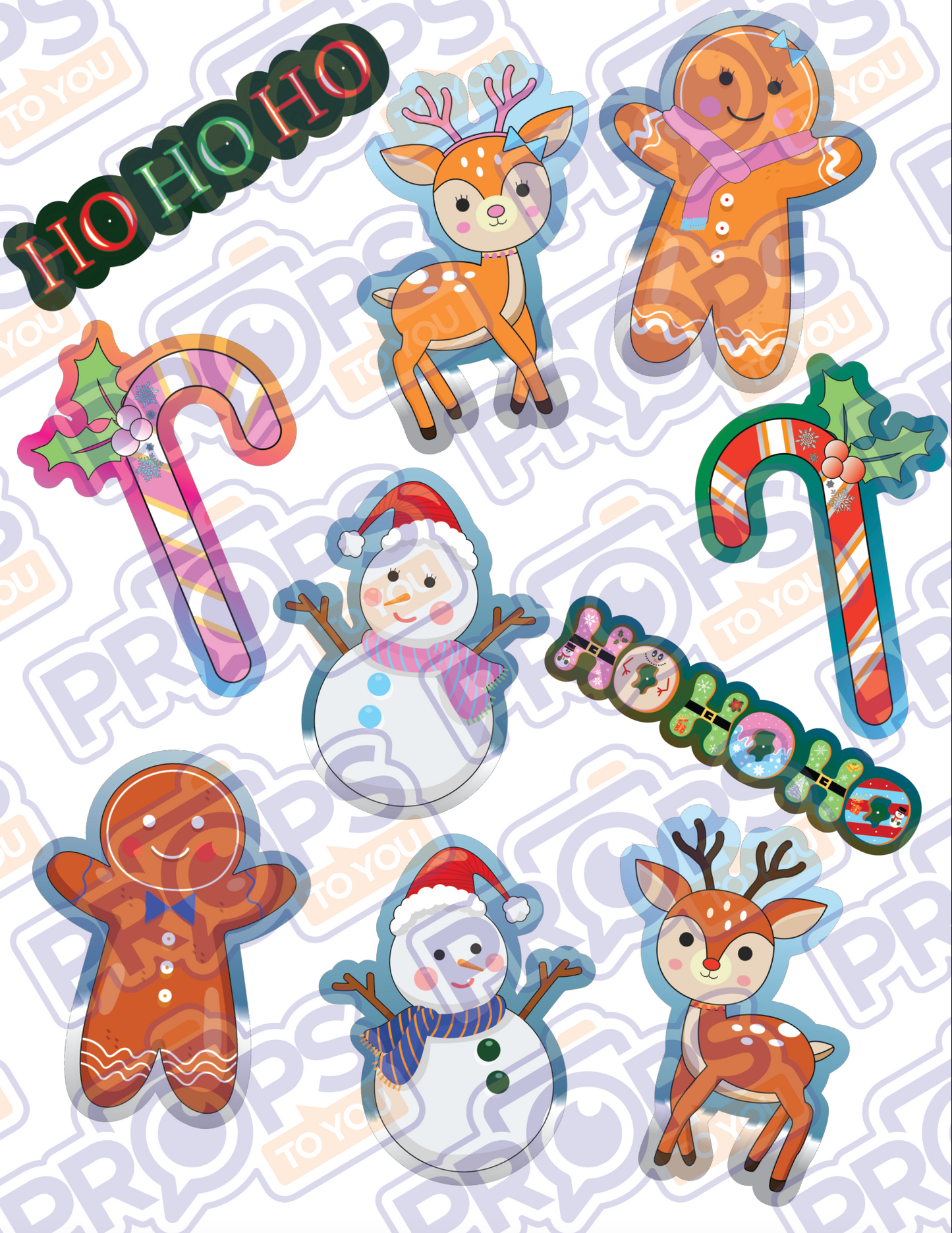BUNDLE! Christmas - Cute Bundle - 5 Double-Sided Photo Booth Props