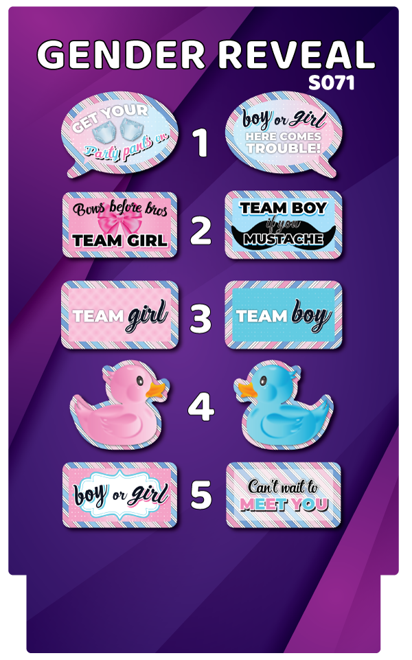 Bundle! Gender Reveal - 5 Double-Sided Photo Booth Props