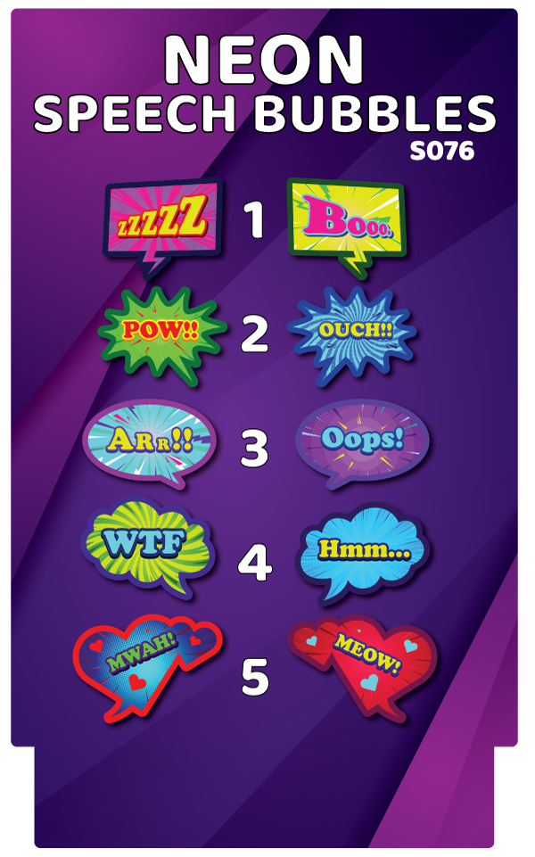 BUNDLE! Neon Speech Bubbles - 5 Double-Sided Photo Booth Props