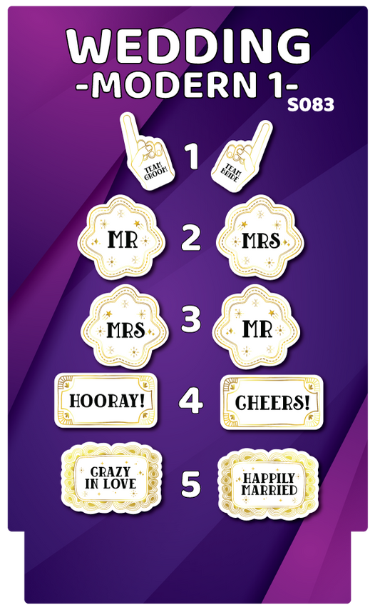 BUNDLE! Wedding Modern 1: 5 Double-Sided Photo Booth Props