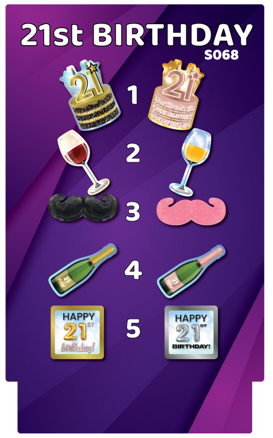 BUNDLE! 21st Birthday - 5 Double-Sided Photo Booth Props