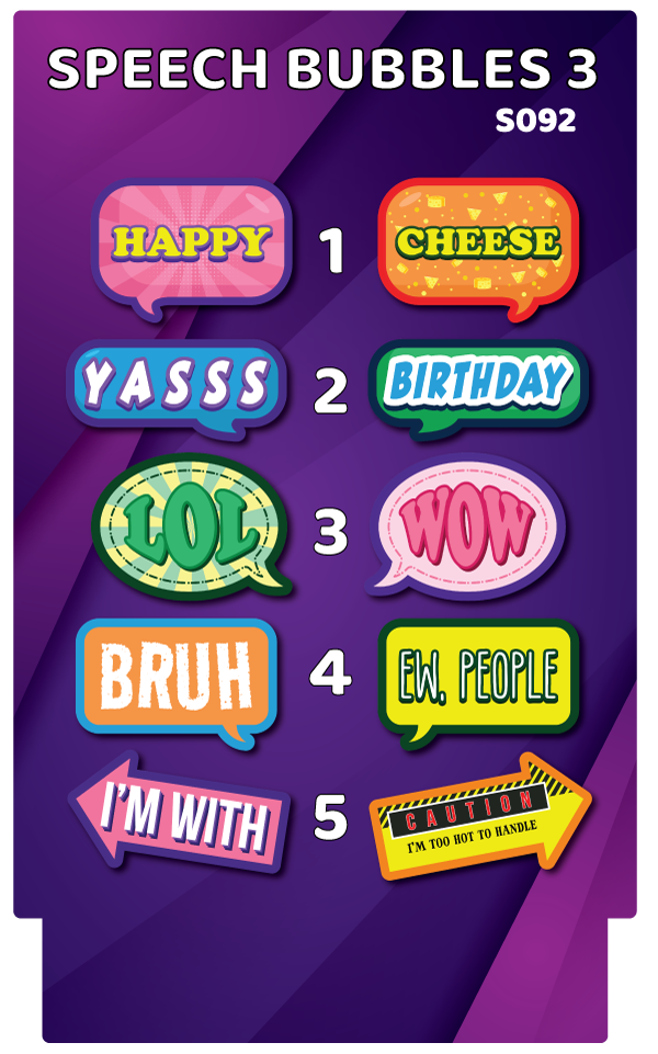 BUNDLE! Speech Bubbles 3 - 5 Double-Sided Photo Booth Props