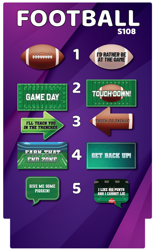 BUNDLE: Football 5 Double-Sided Photo Booth Props