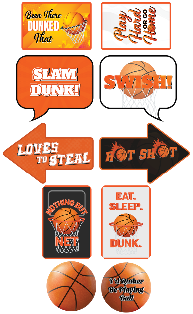 BUNDLE: Basketball 5 Double-Sided Photo Booth Props
