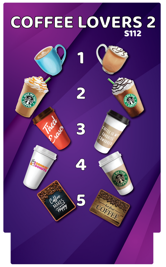 BUNDLE: Coffee Lovers 2 5 Double-Sided Photo Booth Props