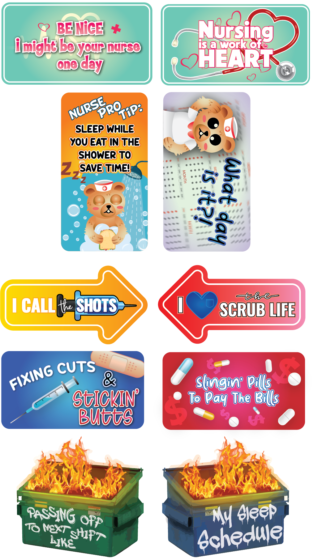 BUNDLE: Nurse 5 Double-Sided Photo Booth Props