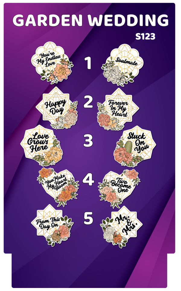 BUNDLE: Garden Wedding 5 Double-Sided Photo Booth Props