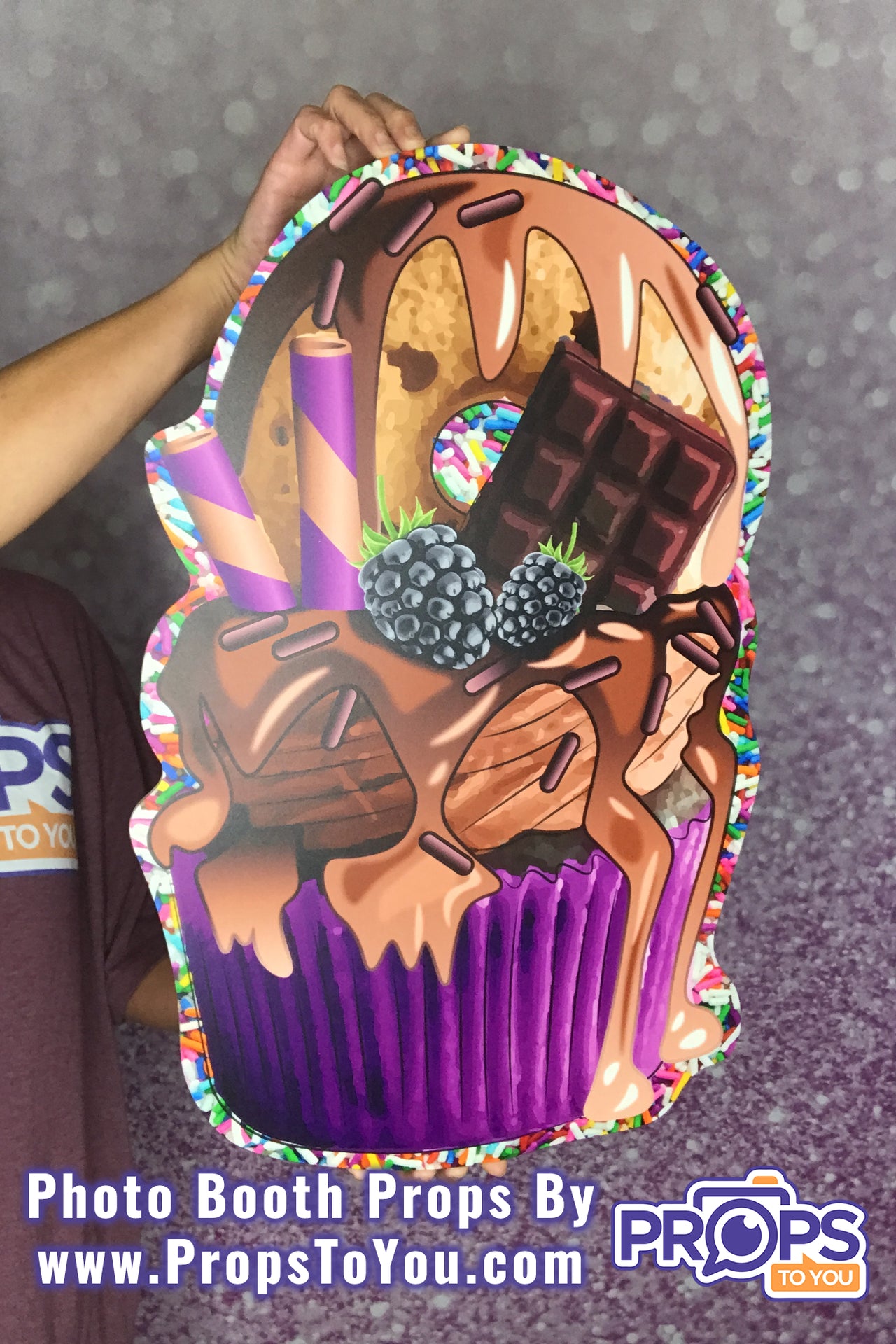 HUGE Props: Pink Funfetti Sprinkle/Chocolate Blackberry Cupcake Photo Booth Prop