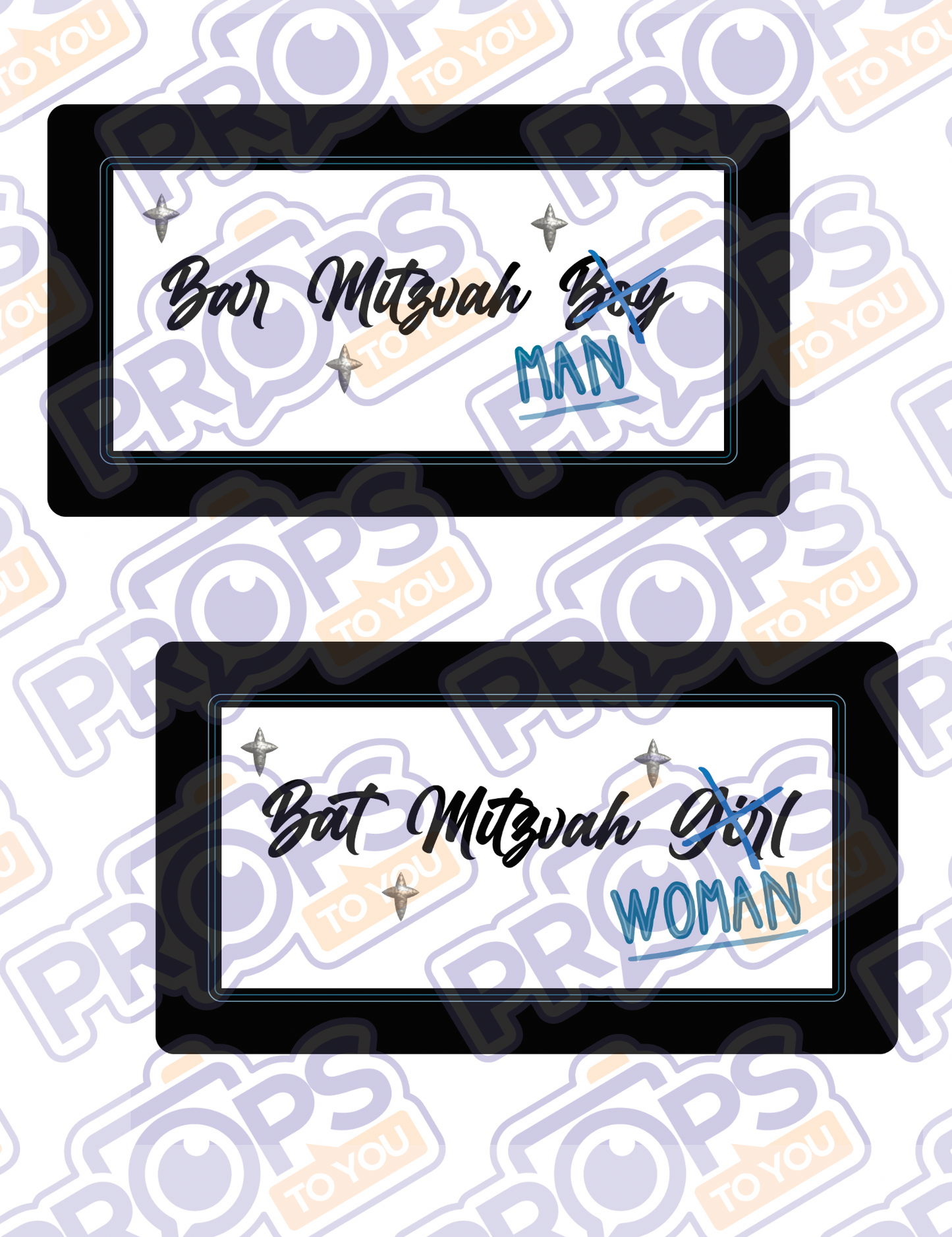BUNDLE! Mitzvah - 5 Double-Sided Photo Booth Props