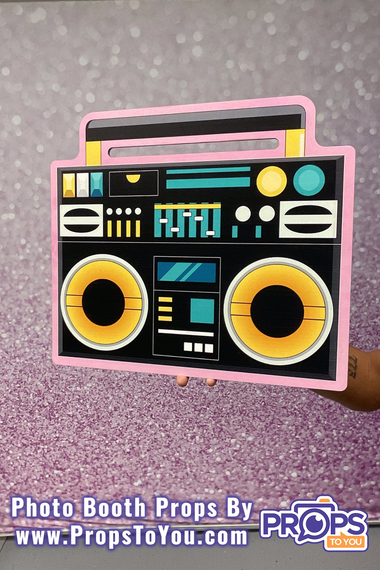 HUGE Props: 1980's! Pink/Black Boom Box (Stereo) Photo Booth Prop