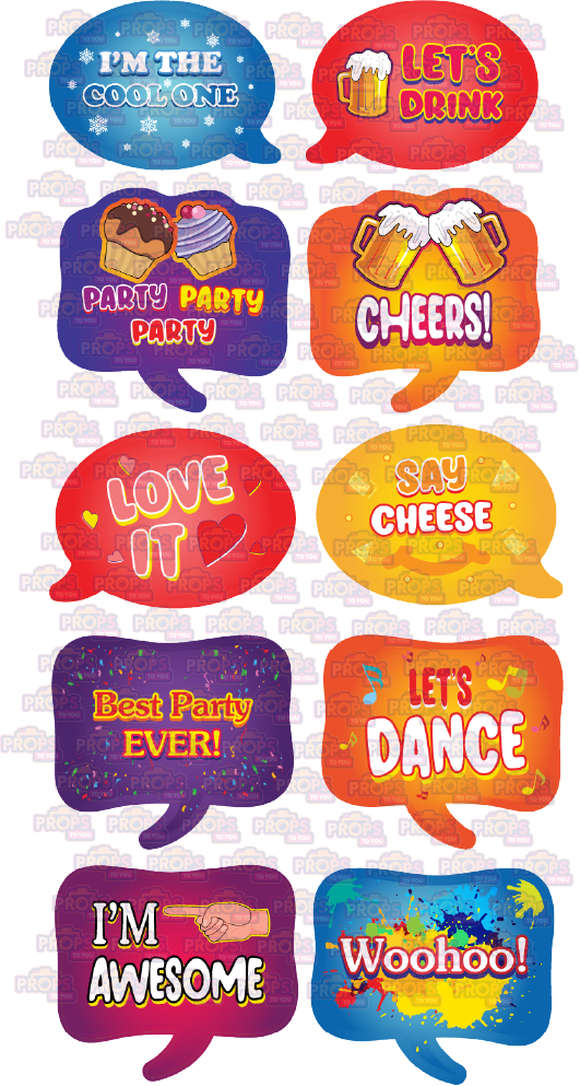 BUNDLE! Fun Signs 2 - 5 Double-Sided Photo Booth Props