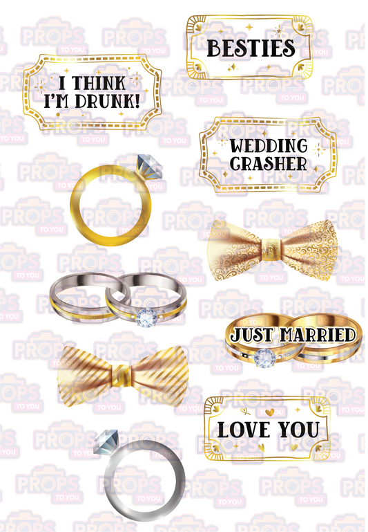 BUNDLE! Wedding Modern 3 - 5 Double-Sided Photo Booth Props