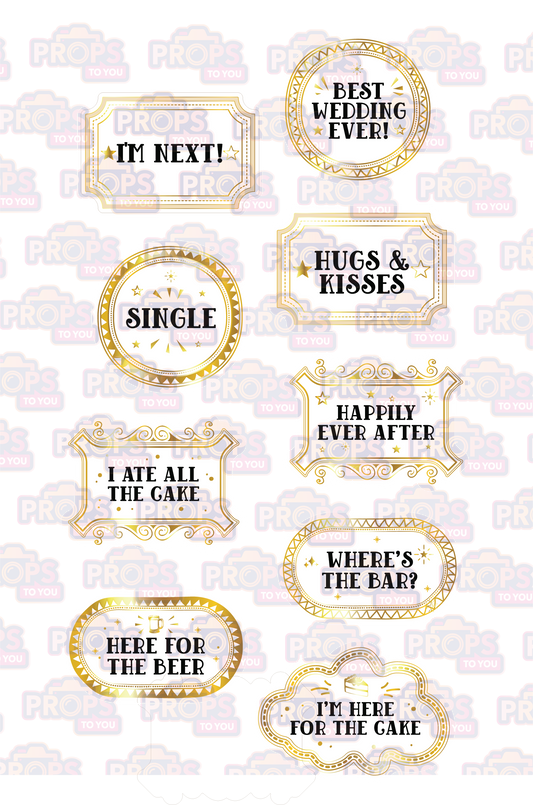 BUNDLE! Wedding Modern 2: 5 Double-Sided Photo Booth Props