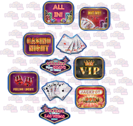 BUNDLE! Las Vegas Casino Night - 5 Double-Sided Photo Booth Props