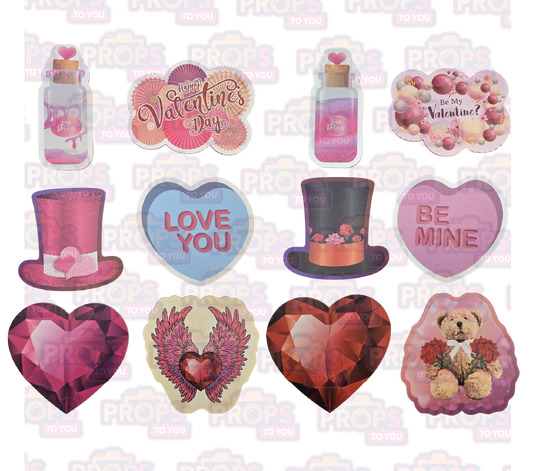 BUNDLE! Valentine - Classic - 6 Double-Sided Photo Booth Props