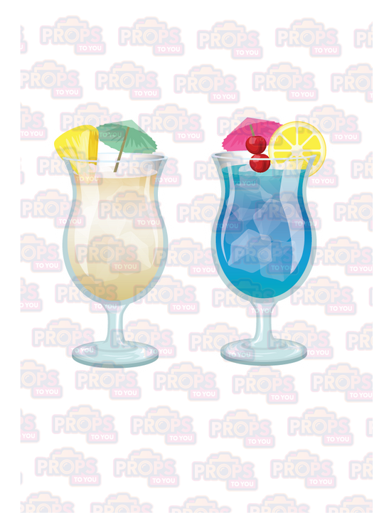 BIG Props: Cocktails! Blue Lagoon/Piña Colada Photo Booth Prop