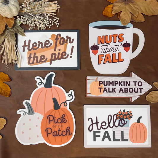 BUNDLE! Autumn Bundle - 5 Double-Sided Photo Booth Props