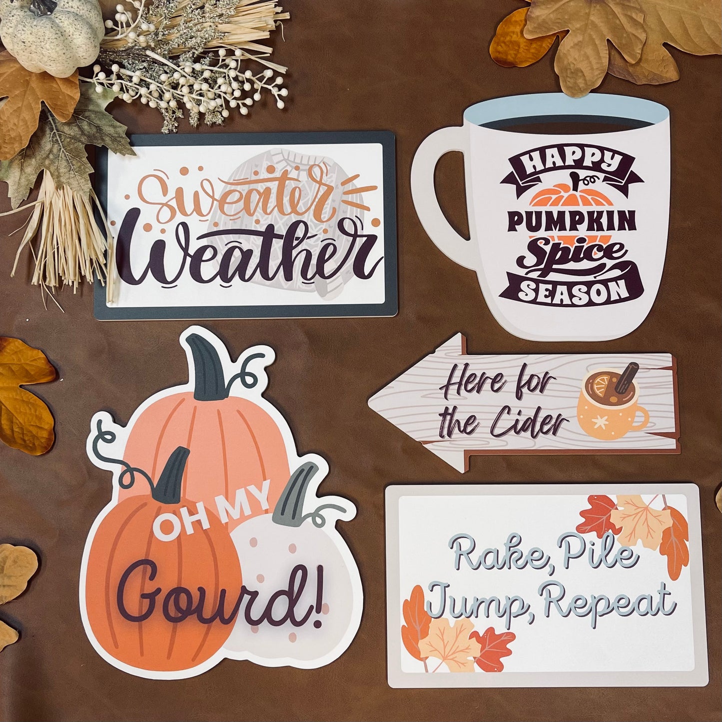 BUNDLE! Autumn Bundle - 5 Double-Sided Photo Booth Props