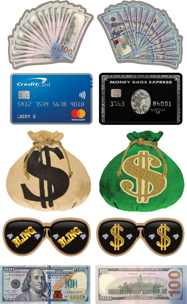 BUNDLE! Money - 5 Double-Sided Photo Booth Props