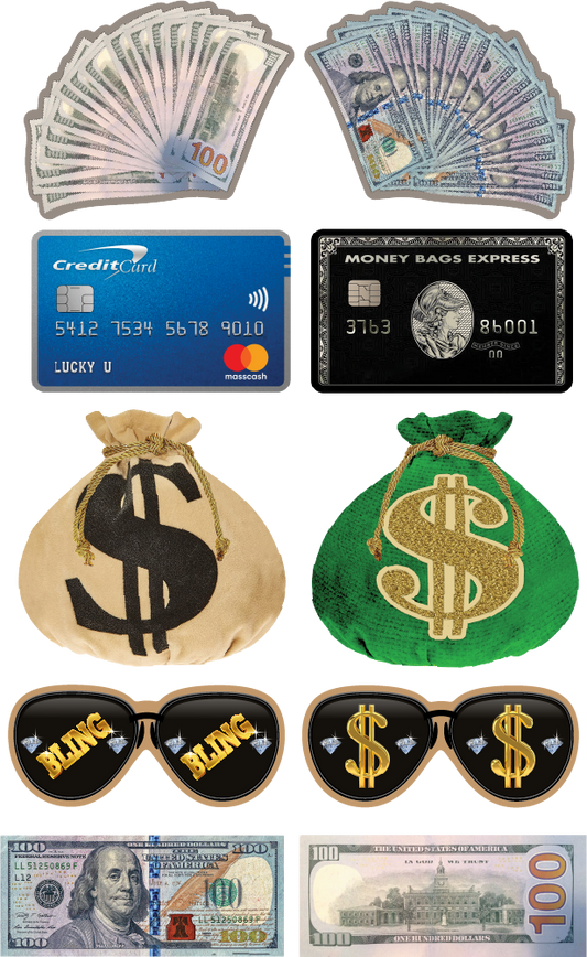 BUNDLE! Money - 5 Double-Sided Photo Booth Props
