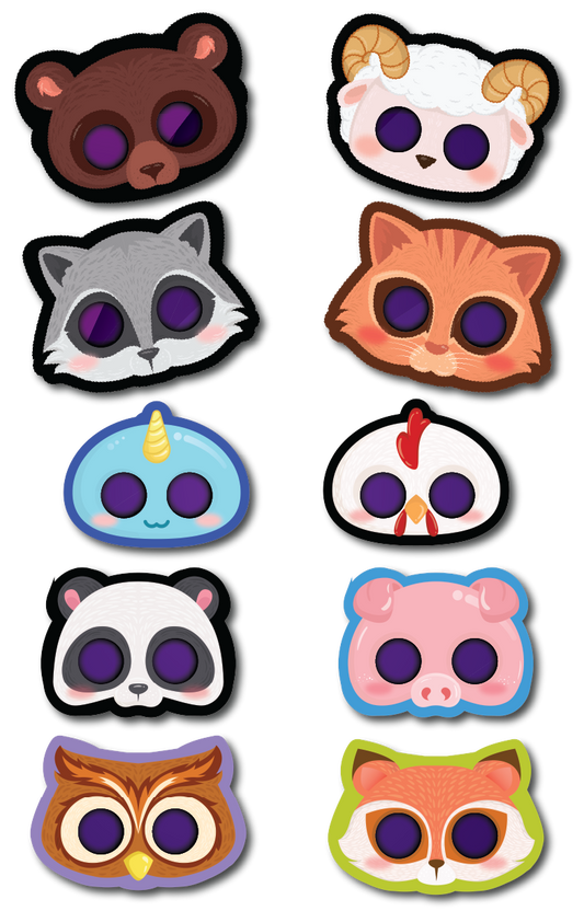 BUNDLE! Animals - 5 Double-Sided Mask Photo Booth Props