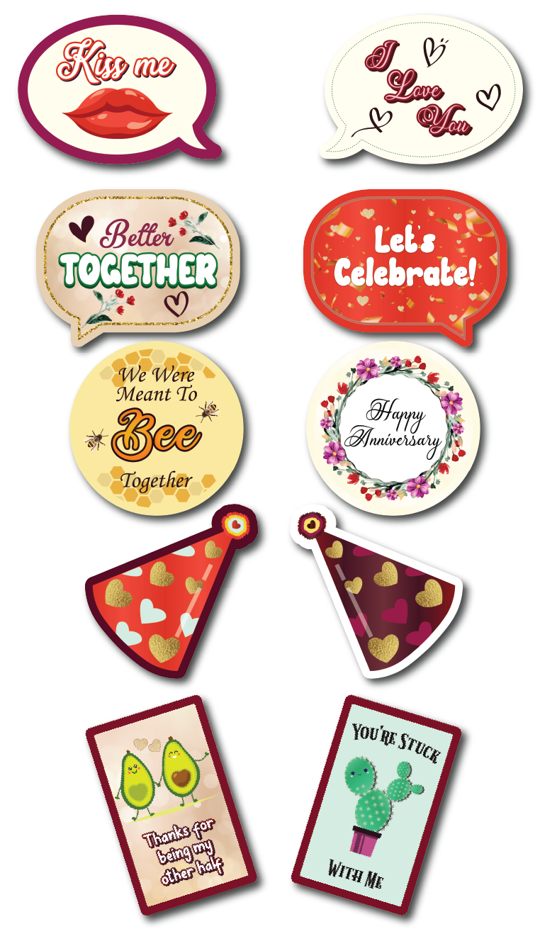 BUNDLE! Anniversary Bundle - 5 Double-Sided Photo Booth Props